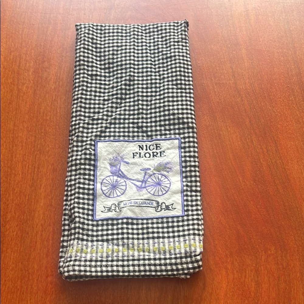 French Black and White gingham dish towel